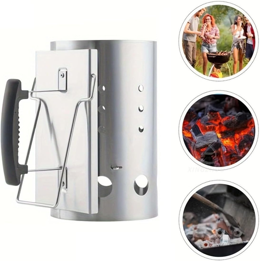 Grill węglowy do barbecue, rozpałka kominowa z uchwytem bezpieczeństwa, szybki rozpał do węgla drzewnego do grilla