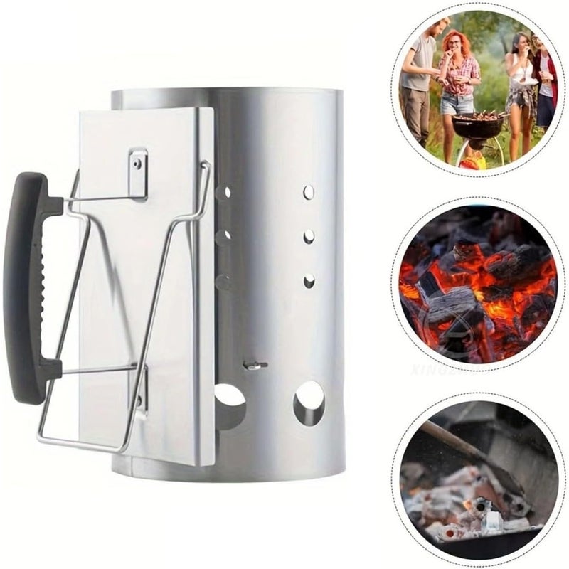Grill węglowy do barbecue, rozpałka kominowa z uchwytem bezpieczeństwa, szybki rozpał do węgla drzewnego do grilla