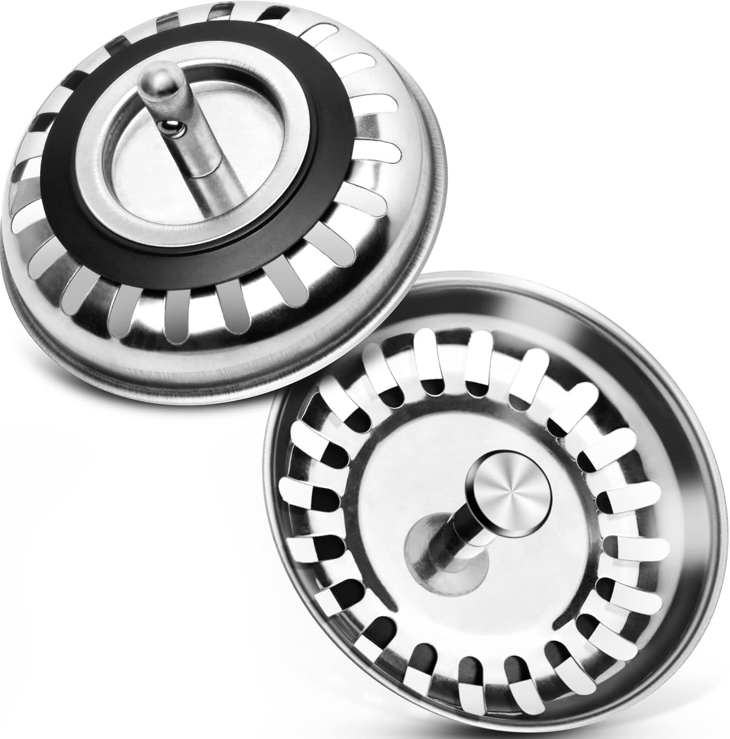 Zestaw 2 zatyczek do zlewu ze stali nierdzewnej 80 mm, ochrona zatyczki do zlewu kuchennego, łazienki, prysznica