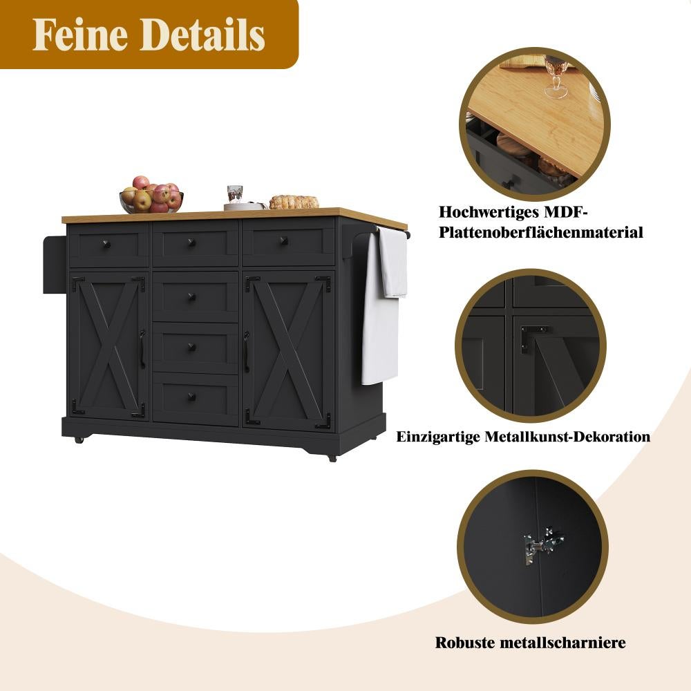 Chariot Multifonction en Bois et Métal, Table Pliante et Rangement pour Cuisine et Salle à Manger - 5