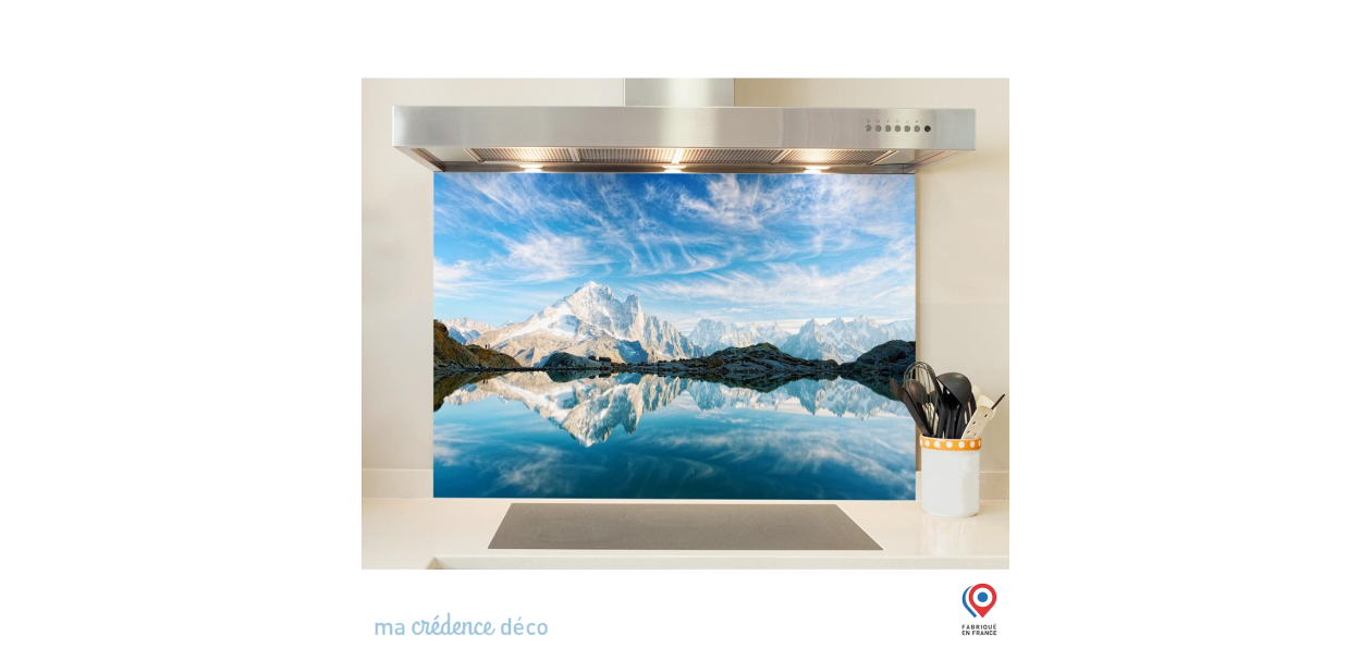 Fond de hotte Lac et Mont Blanc 2 - Verre trempé - L 60 cm x H 45 cm