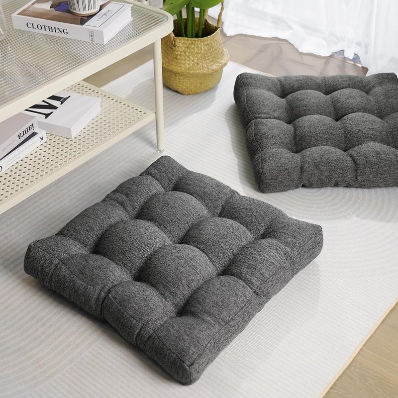 Poduszka na krzesło kwadratowe - odpowiednia do domu, biura, jadalni, kuchni, 53 cm, szara, zestaw 2 szt.