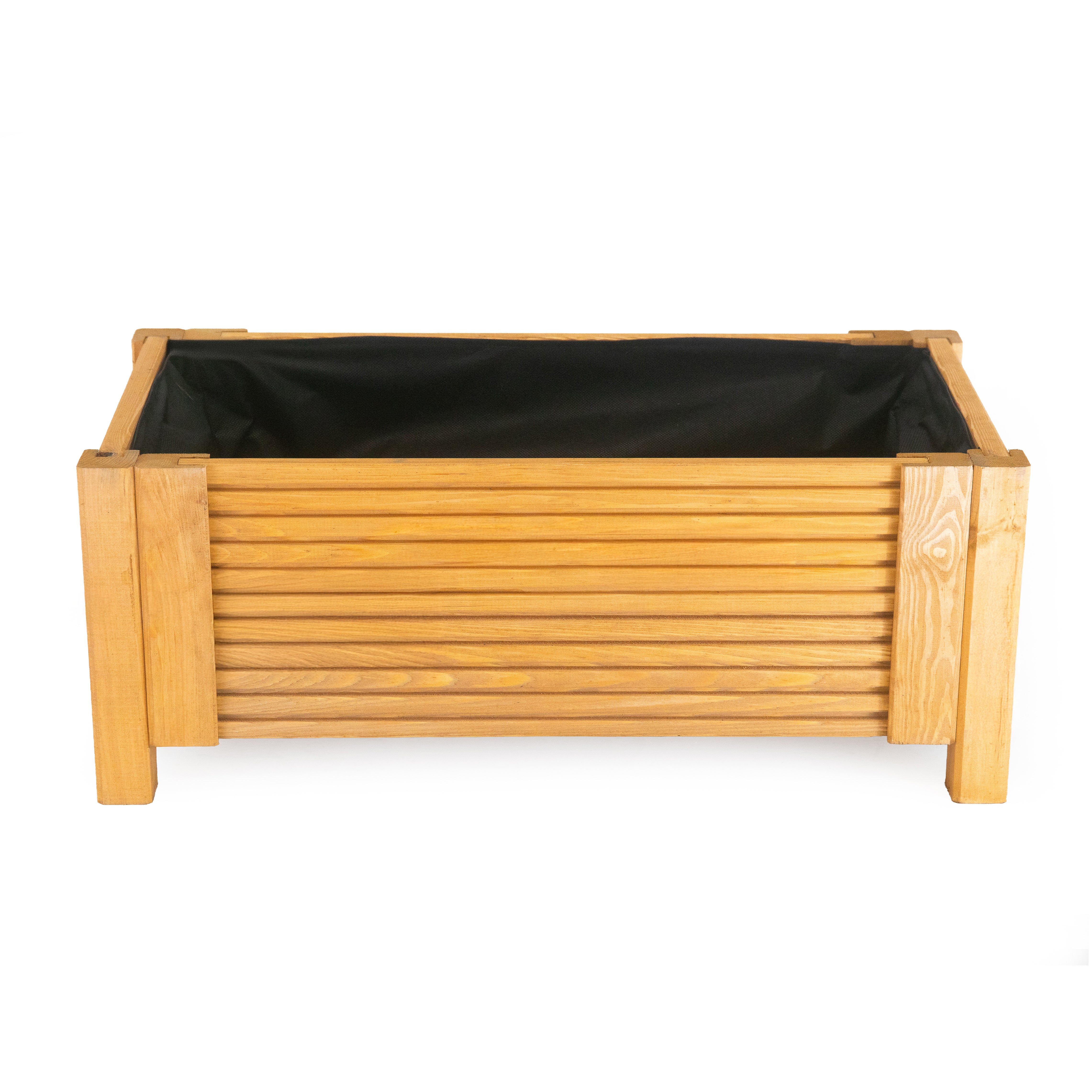 BOGATECO Jardinière en Bois avec Géotextile 39x79x30 cm - Pot de Fleurs pour Jardin et Terrasse - Disponible en 6 Couleurs - Marron Clair - 2