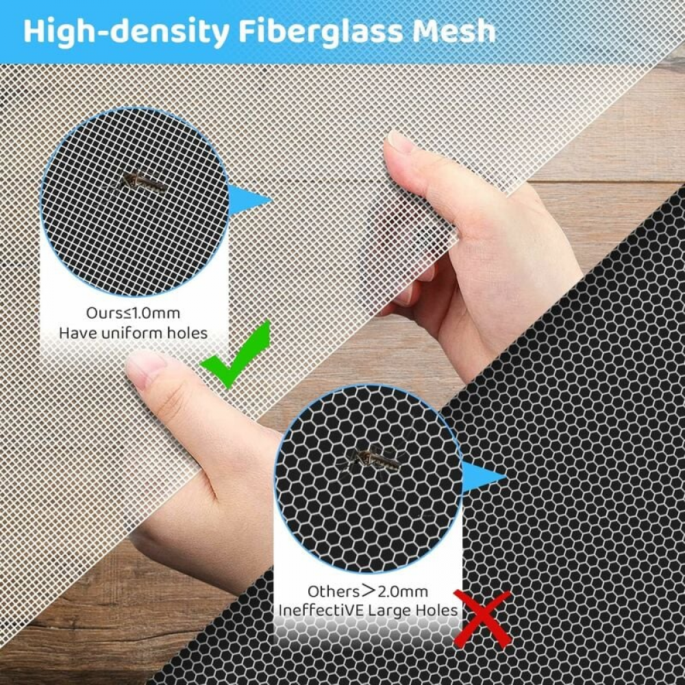 Mosquitera para ventana de 300x120cm, enrollable ajustable, malla de fibra de vidrio blanca ignífuga y duradera, protección contra insectos y moscas. - 2