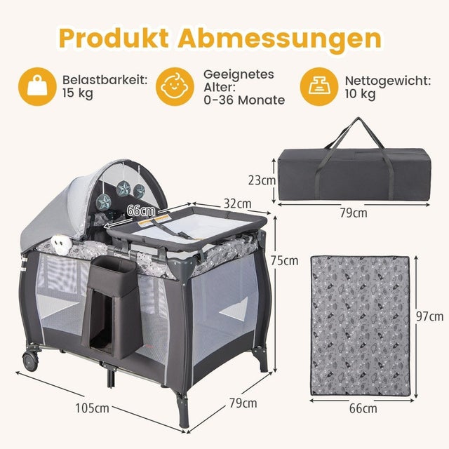 Lit De Voyage Bébé Pliable Supfine 90x50x35 Cm - Portable, Compact, Avec Matelas - Pour Nouveau-né Et Nourrisson