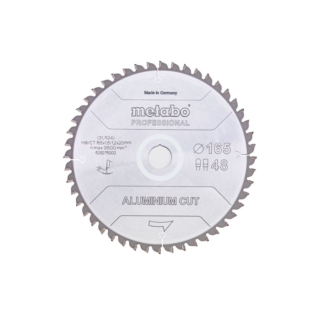 Hoja de sierra "aluminium cut - professional", 165x20 Z48 DP/DT 5°neg (628276000) METABO