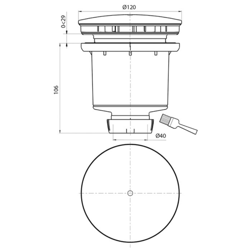 Bonde de receveur de douche sortie verticale WIRQUIN Tourbillon D90 dôme chromé - 4