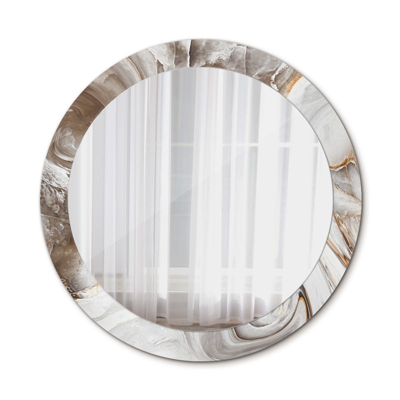 Zdjęcia - Lustro ścienne Designerskie okrągłe z nadrukiem JASNY MARMUR 80 cm eleganckie do wnętrza TULUP