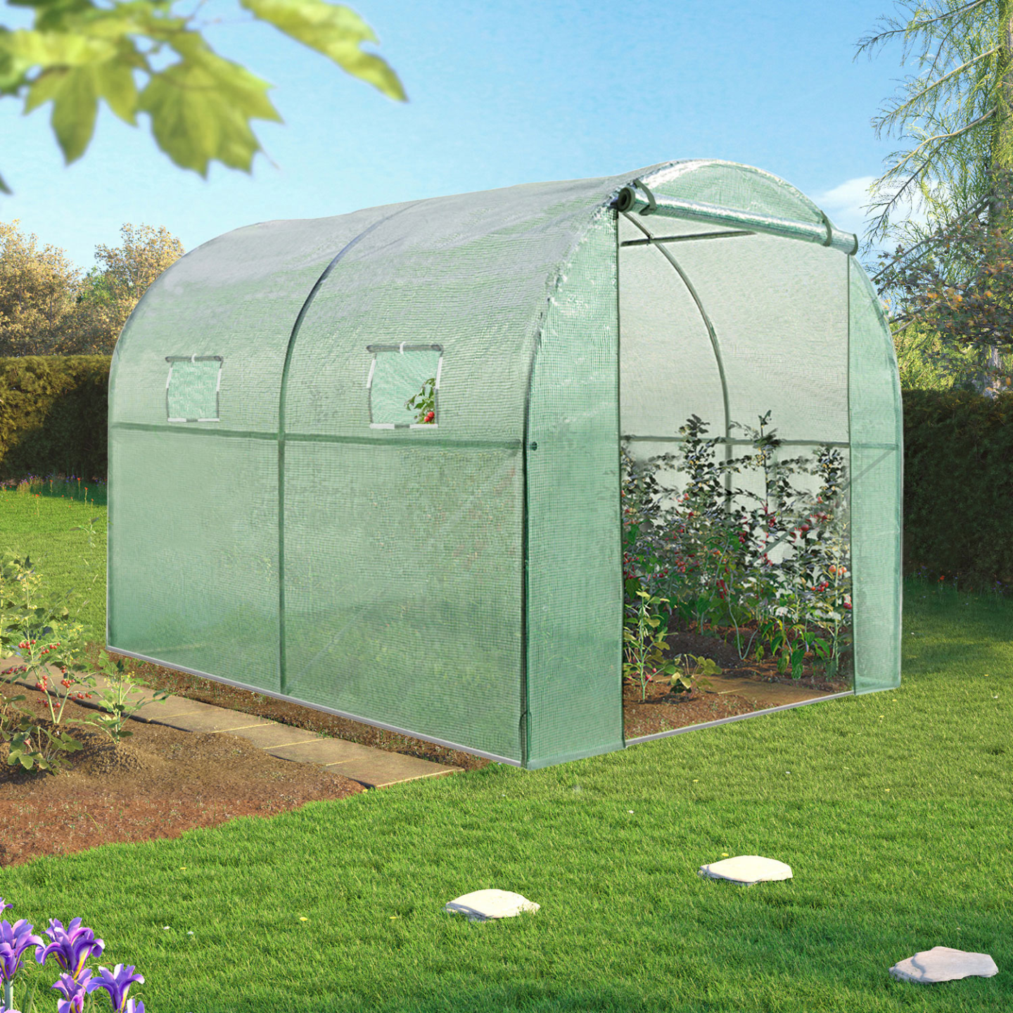 Serre tunnel de jardin 4 saisons 6M² verte gamme maraîchère ROMA 2x3M - 3