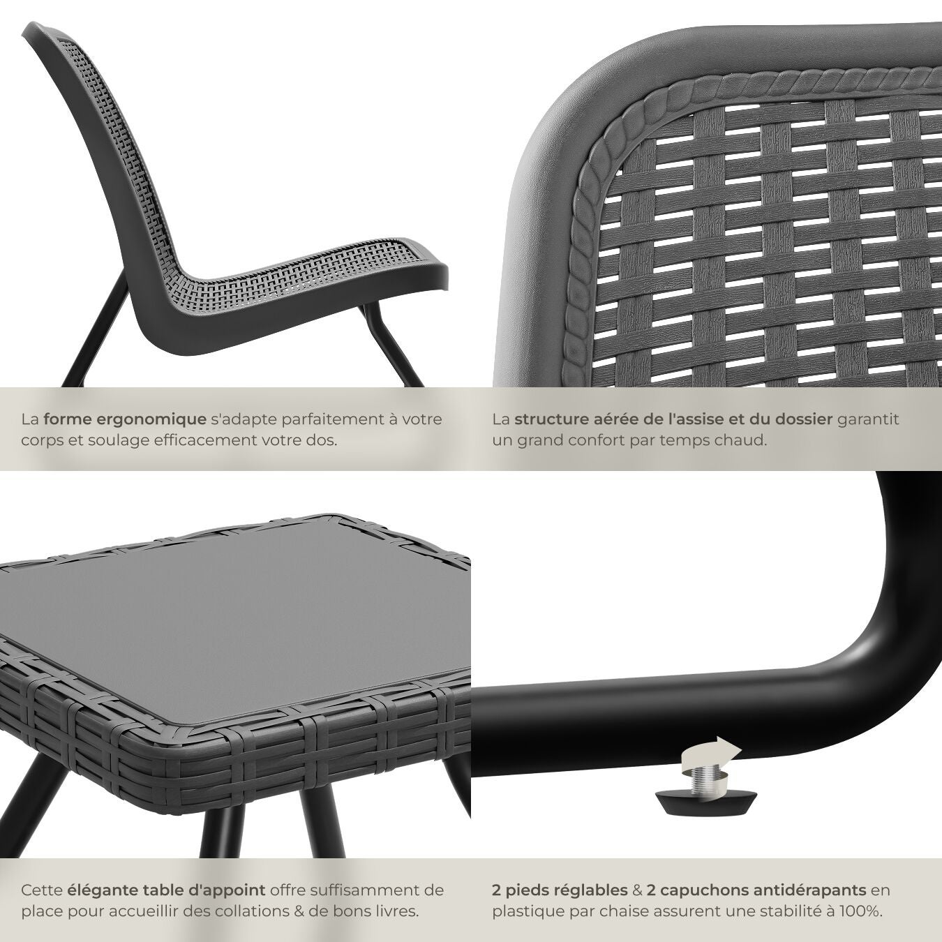 TECTAKE Conjunto de muebles de jardín para 2 personas, con aspecto de ratán - 4