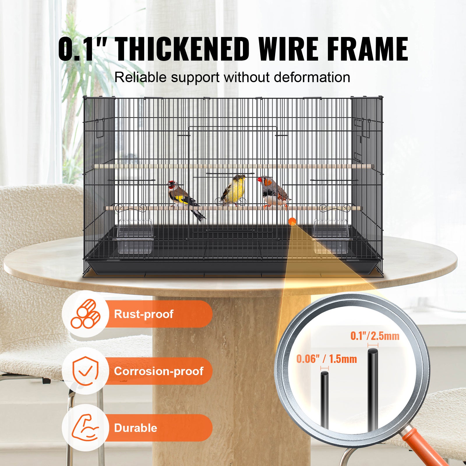 Gabbia per uccelli in metallo grande da 30