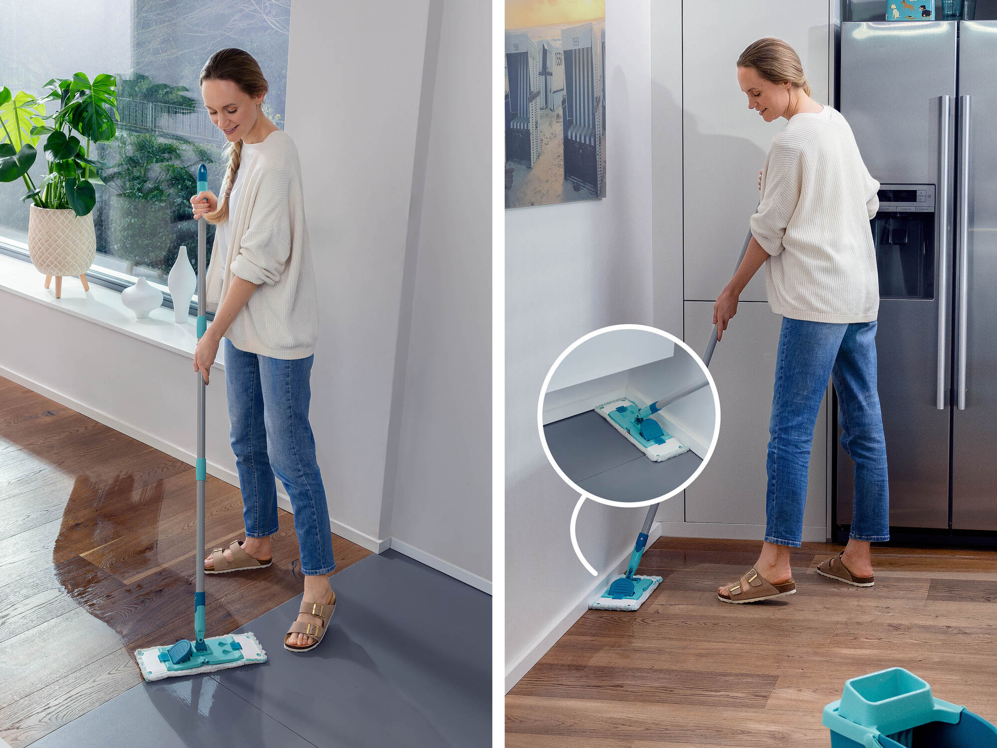Set de nettoyage sol Power Clean 55510 Leifheit, balai serpillère seau essoreur 6 litres, balais serpillière 33 cm pratique - 3
