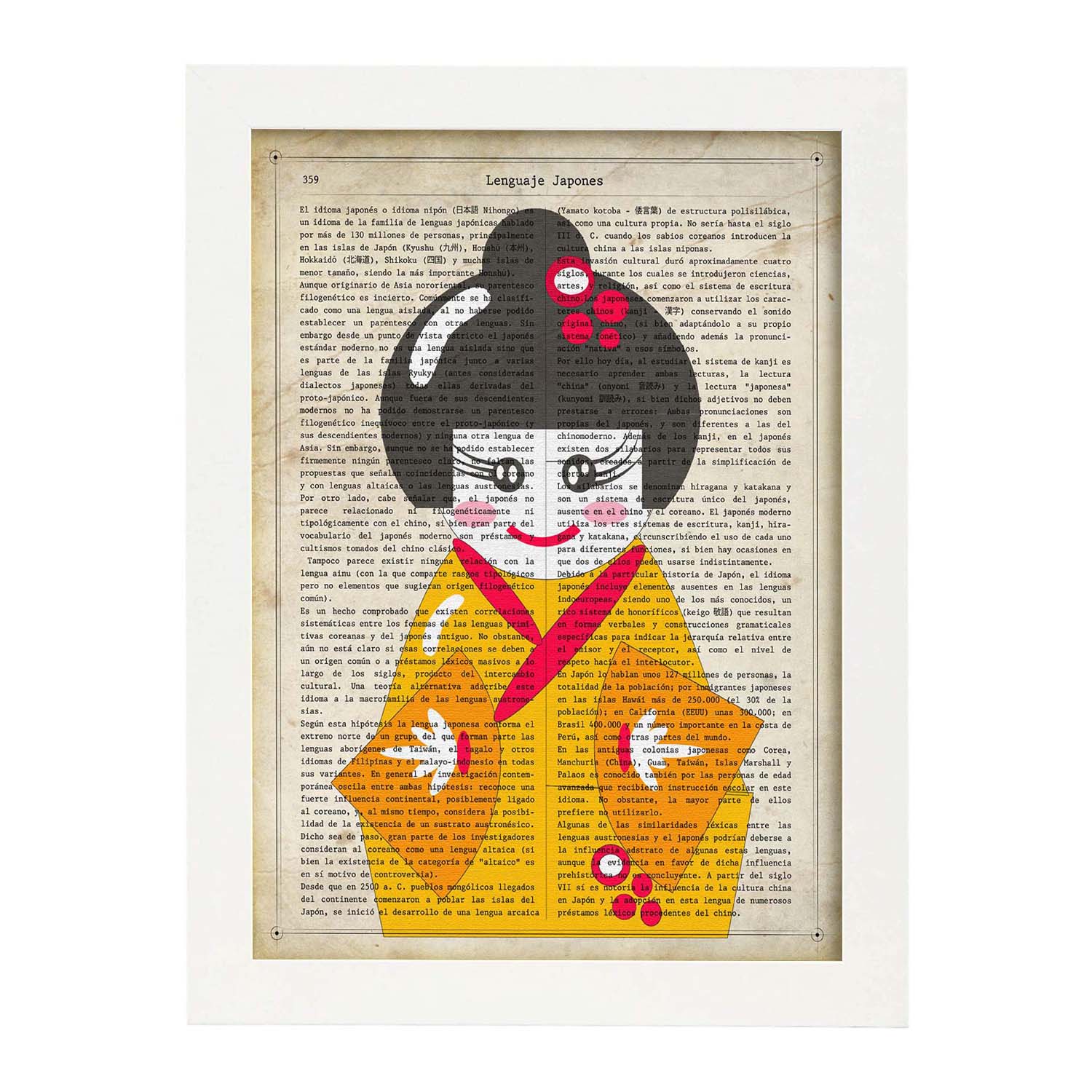 Poster De Japonesa Kimono Amarillo. Láminas De Geishas. Diseños Japoneses  Con Definiciones De La Cultura Japonesa. Marco Negro - A3 | Leroy Merlin