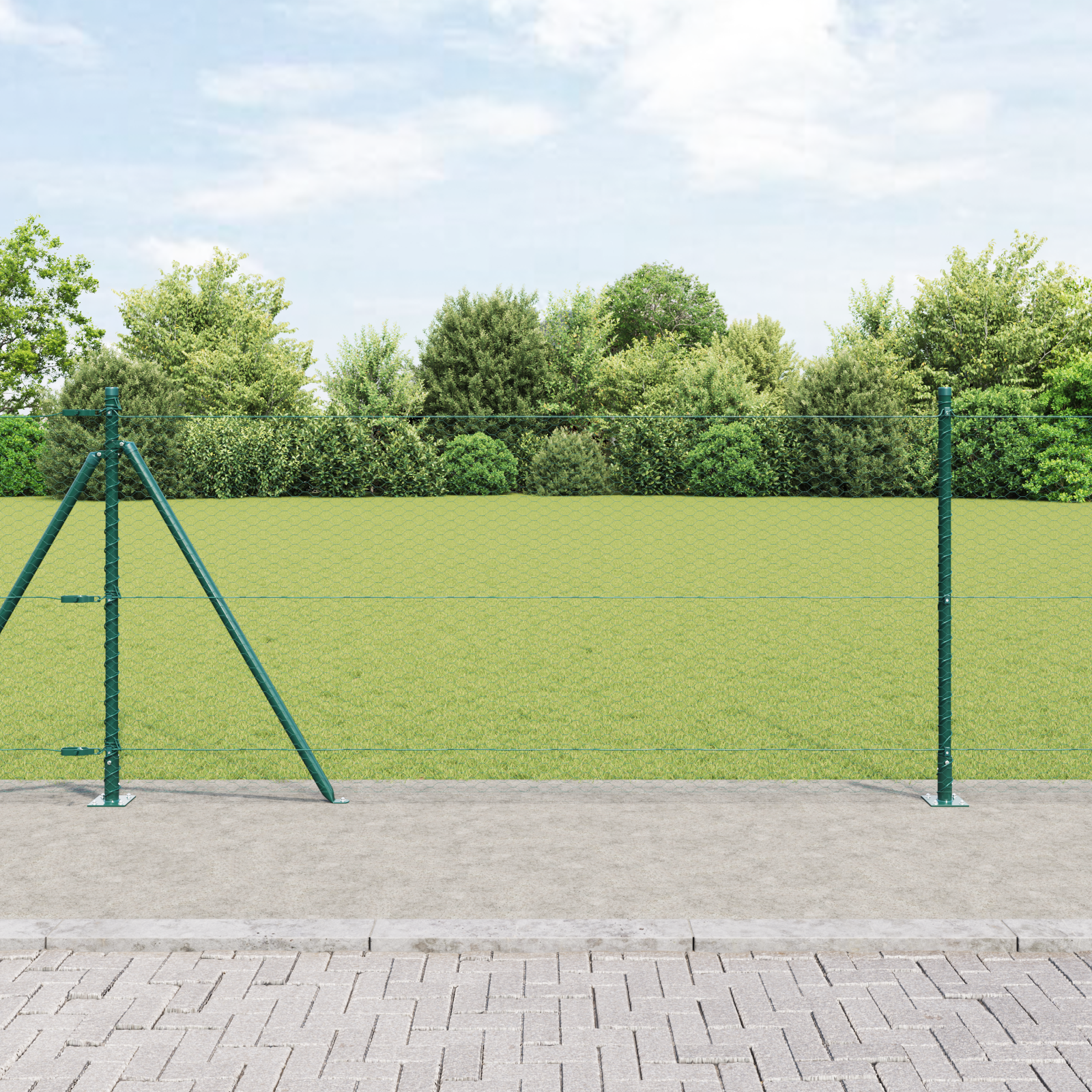 Słupek ogrodzeniowy. Zielony 100 x 1 m (siatka 25 mm) vidaXL