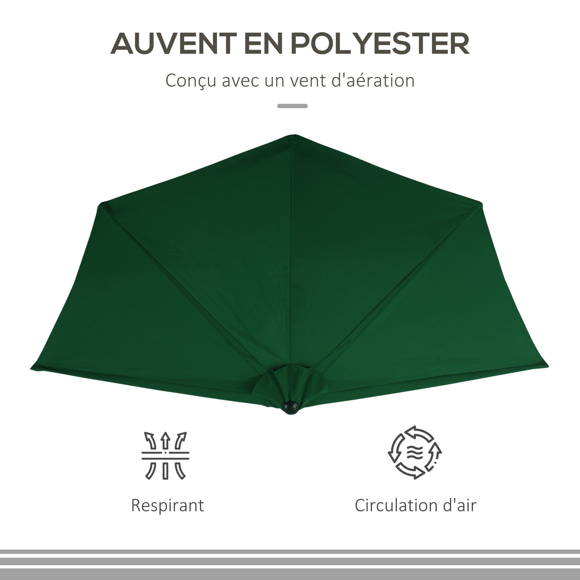 Demi parasol Polyester Outsunny - 5