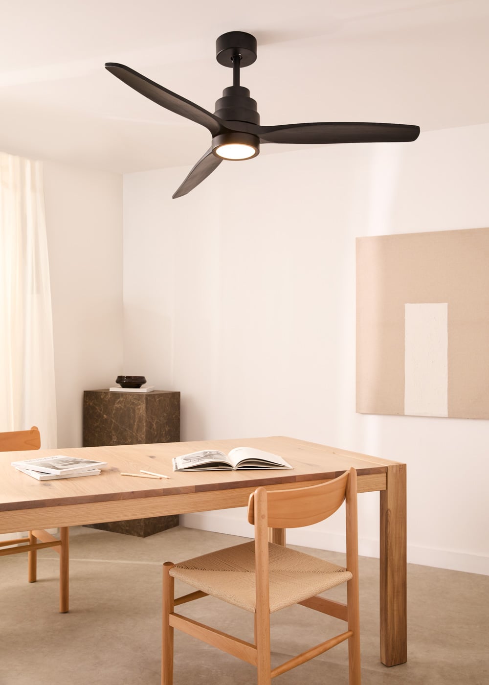 WINDSTYLANCE DC - Ventilateur de Plafond 40W Silencieux Ø132 cm - Avec lumière et contrôleur mural + télécommande - 3