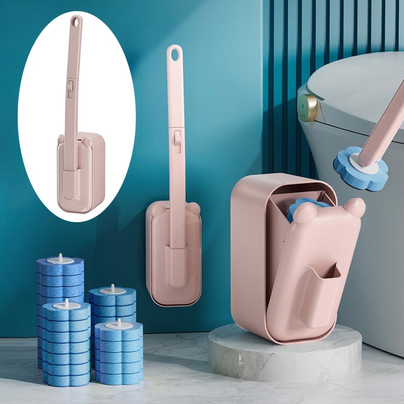 Kit Scopino WC Y-H Con 40 Testine Monouso - Porta Scopino Incluso, Sistema Igienico E Decontaminante