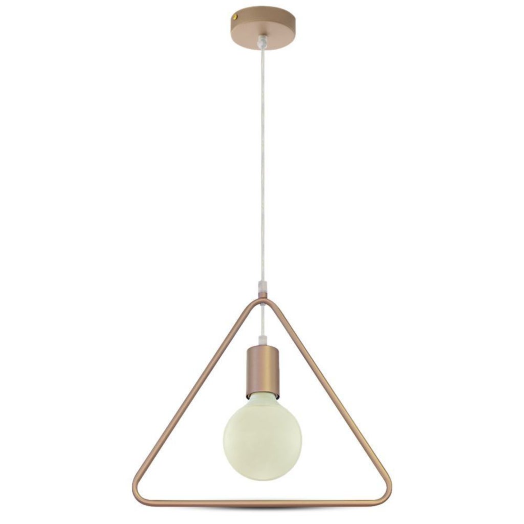 Trójkątny metalowy żyrandol LED z uchwytem na żarówkę E27 (maks. 60 W) w kolorze szampańskim