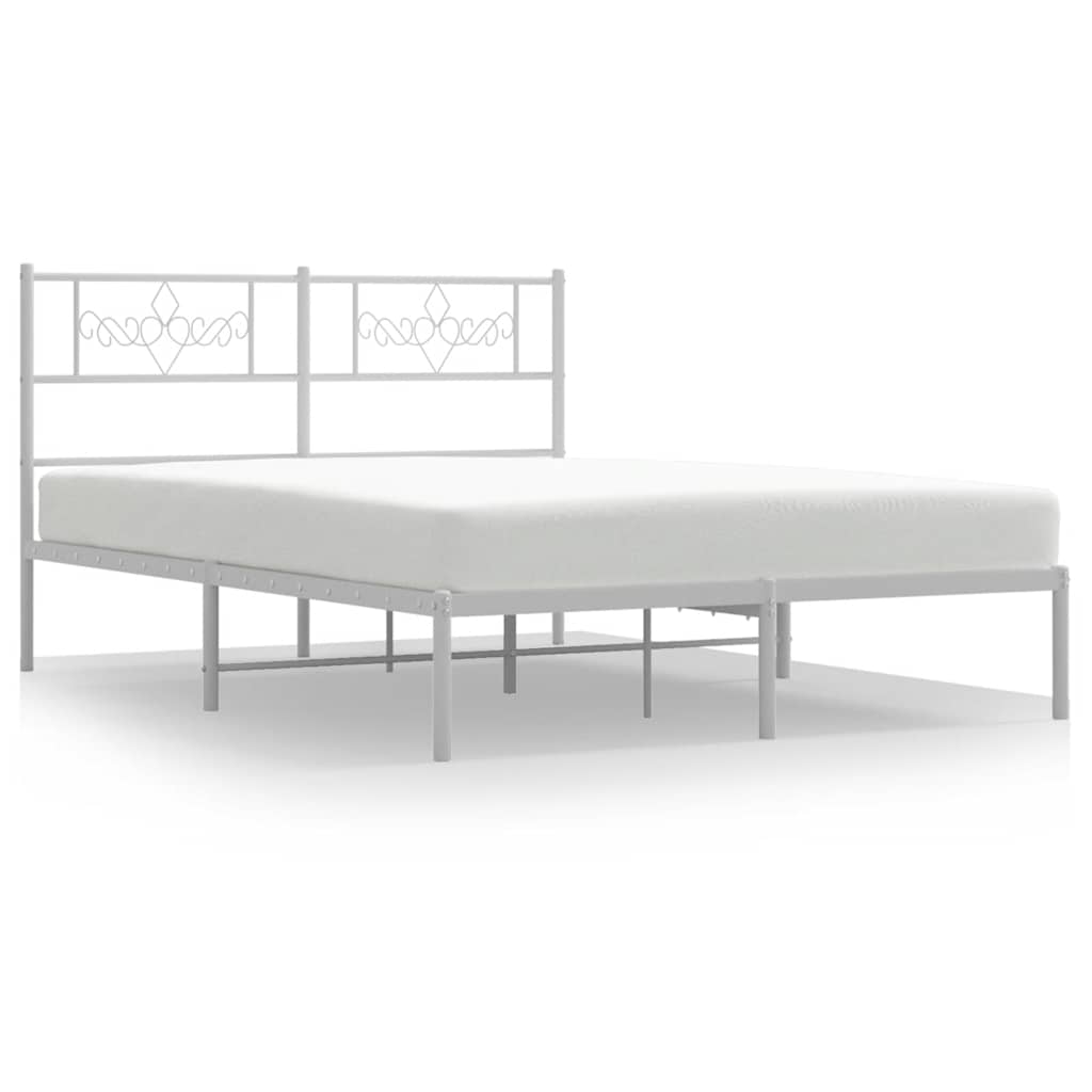 Łóżko Białe Metalowe Rama Łóżka Ze Stelażem Do Sypialni Pokoju 150x200 cm