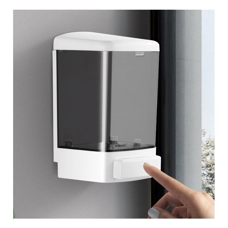 Dozownik do mydła manualny 1000ml - Ścienny dozownik z tworzywa sztucznego na szampon do łazienki lub kuchni, przezroczysty, bez wiercenia