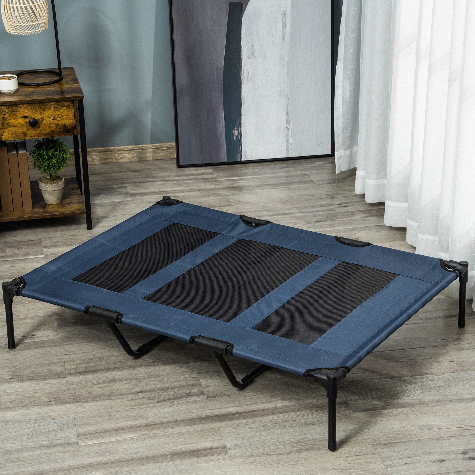 Cama elevada perros gatos transpirable PawHut 122x92x23 cm azul - 2
