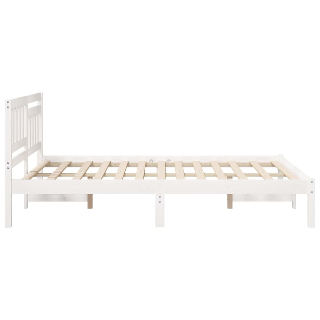 Cadre de lit avec tête de lit en pin massif blanc, 120 × 190 cm - 5