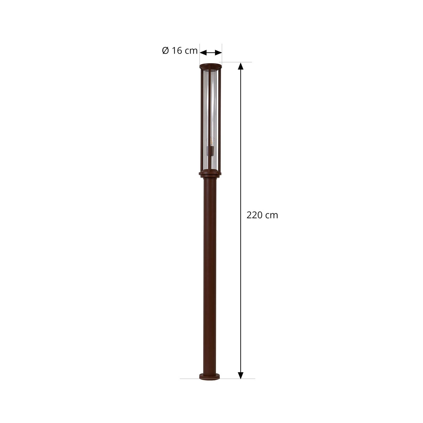 Lucande lampada da esterno Alivaro, color ruggine, 220 cm, E27, IP65, Candelabro, lampada da esterni - 5