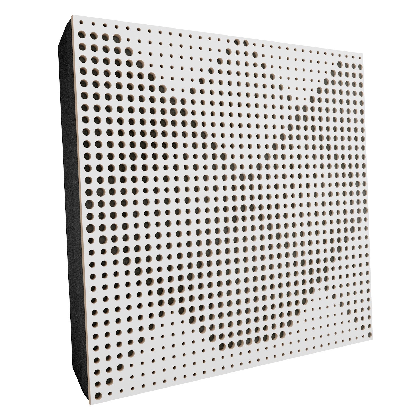 Lot de 2 Panneaux acoustiques WILDS-F décoratifs insonorisants 50x50x5 cm - MDF perforé laminé, tissu et mousse acoustique -Blanc+Gris - 2