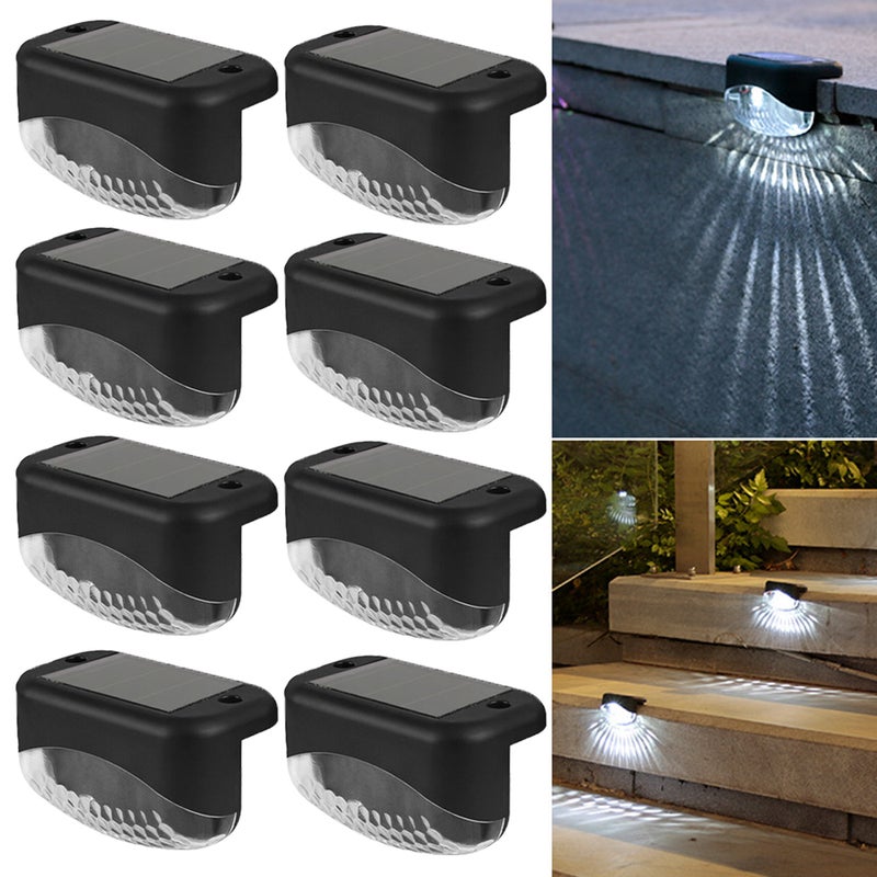 16 Zewnętrzny kinkiet schodowy do oświetlenia ścieżki solarnej, zewnętrzne solarne lampy schodkowe, solarne lampy ogrodzeniowe LED