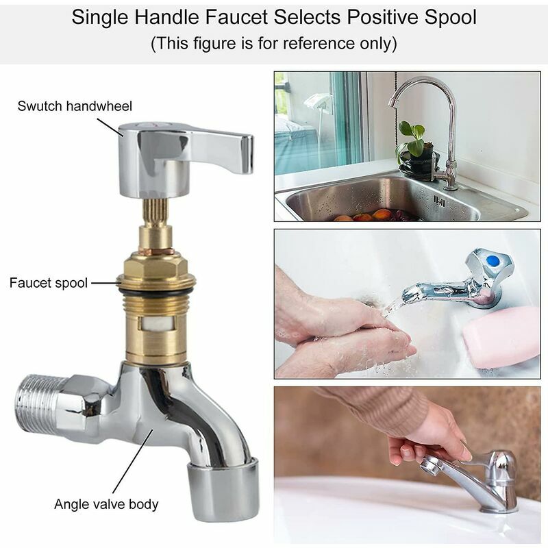 Cartouches de robinet en céramique à tête de disque de 1/2 pouce, vannes de robinet en laiton quart de tour de rechange universelles - 3