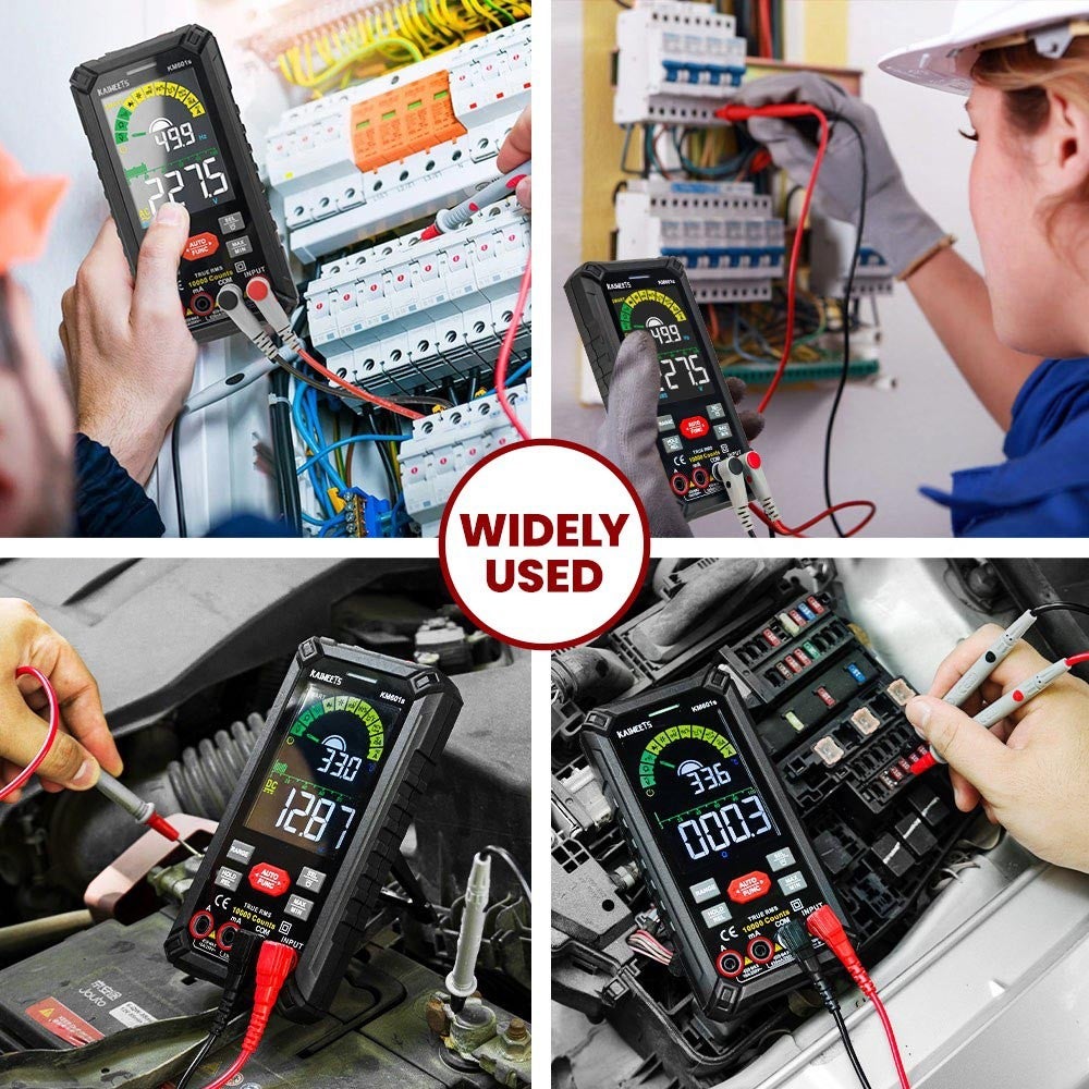 Multimètre Numérique KAIWEETS KM601S - 10000 Points True-RMS - Mode Smart/Manuel, Lampe Torche - Noir - 7