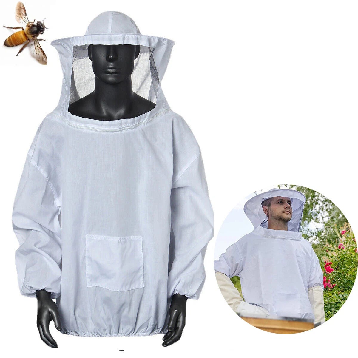 Tuta Da Apicoltura In Nylon - Taglia XL, Anti Puntura D'Ape, Rete Trasparente E Traspirante - Foto 3