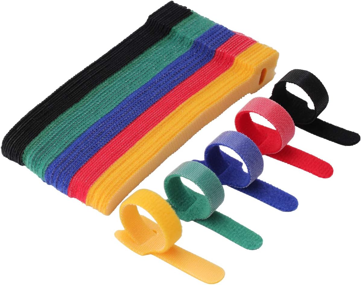 Zestaw 5 opasek zaciskowych wielokrotnego użytku, 150 x 12 mm, w różnych kolorach - Opaski wielofunkcyjne do słuchawek, telefonów, urządzeń elektroni
