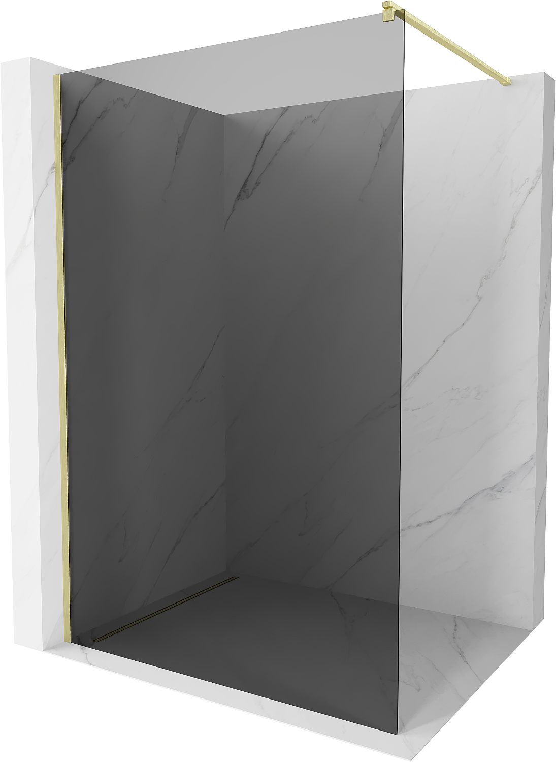 Mexen Kioto ścianka prysznicowa Walk-in 100 x 200 cm, grafit 8 mm, złota szczotkowana - 800-100-101-55-40