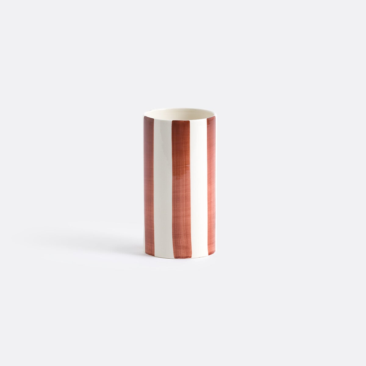 Vase en céramique à rayures, H18 cm, Jaoma - Terre de sienne - taille ...