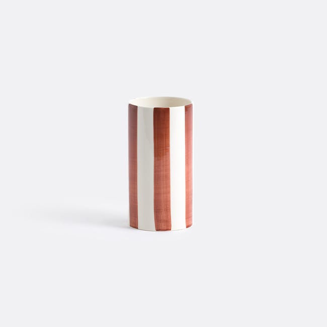 Jaoma Vase en céramique à rayures, H18 cm, Jaoma - Terre de sienne - taille ...