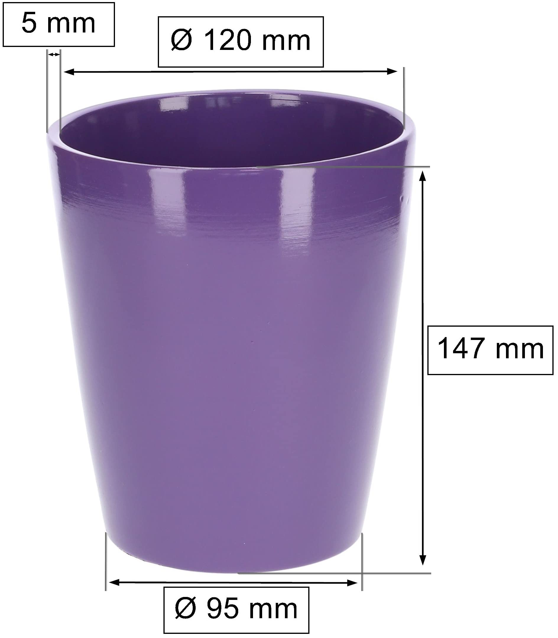 Doniczka osłonka donica ceramiczna na kwiaty rośliny ø12 cm fiolet gładka - KOTARBAU - 2