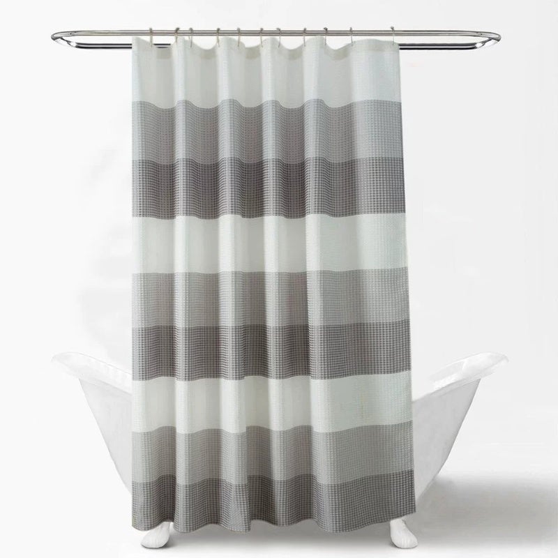 Zasłona prysznicowa Waffle Pattern, wodoodporna zasłona prysznicowa, 180×180 cm, wodoodporna, odporna na pleśń, nieprzezroczysta - szara