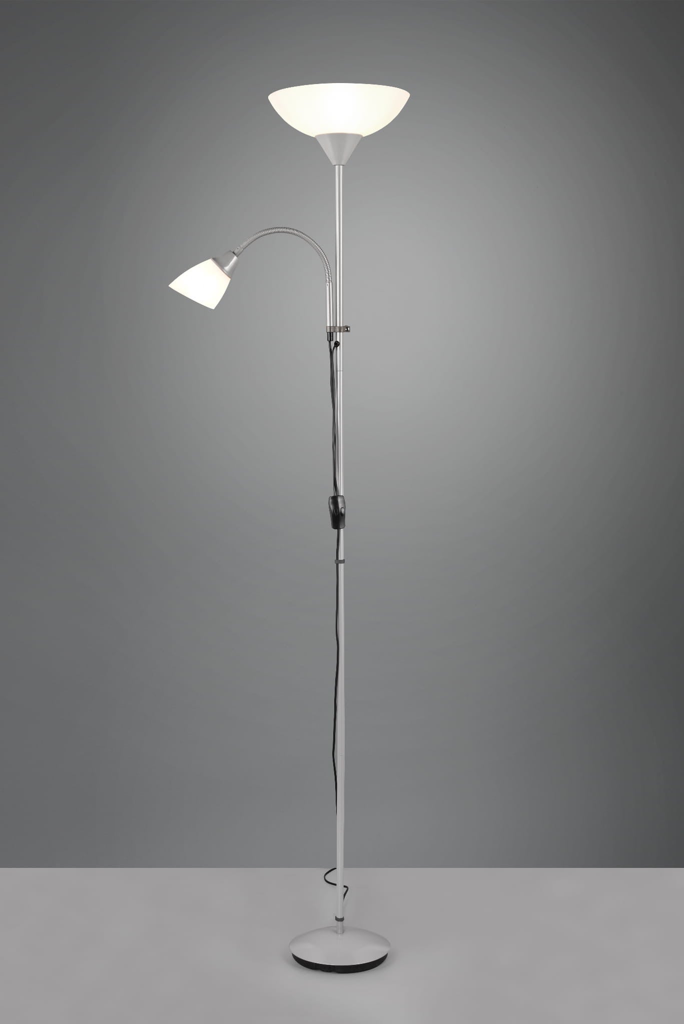 Lampa podłogowa stojąca Erzwo srebrno-biała 2xE14 / E27x190W wym: 180 x 28 x 22,5 cm metal RL
