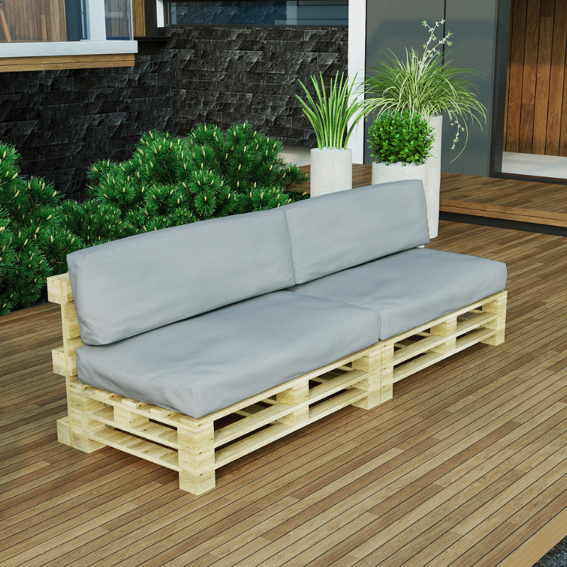 Coussins Palette Déhoussable Imperméable LOT x2 BANANAIR 120x80cm/120x40cm Beige - 8