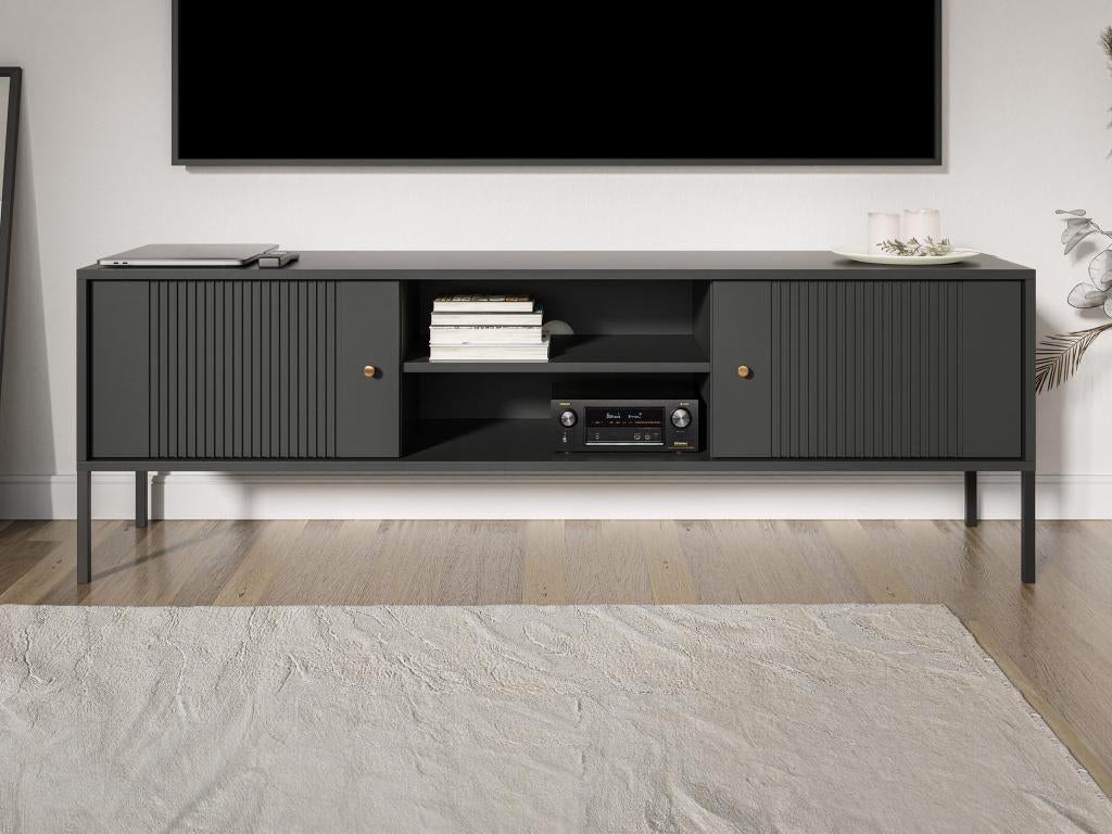 Meuble TV Moderne Avec Niches – 149,5 Cm – Blanc – Assemblage Facile – Plateau Support 25 Kg