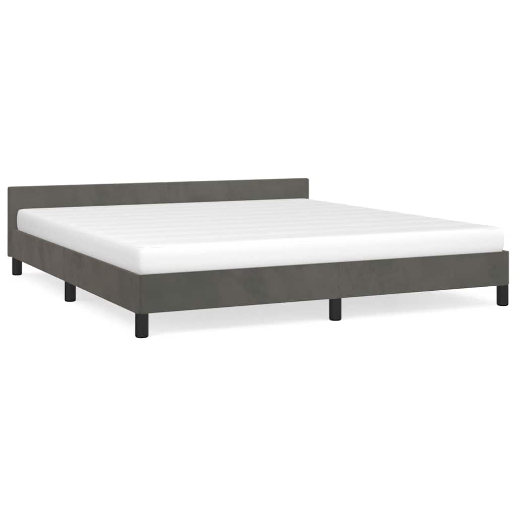 Cadre de lit sans matelas gris foncé 160 x 200 cm en velours - 2
