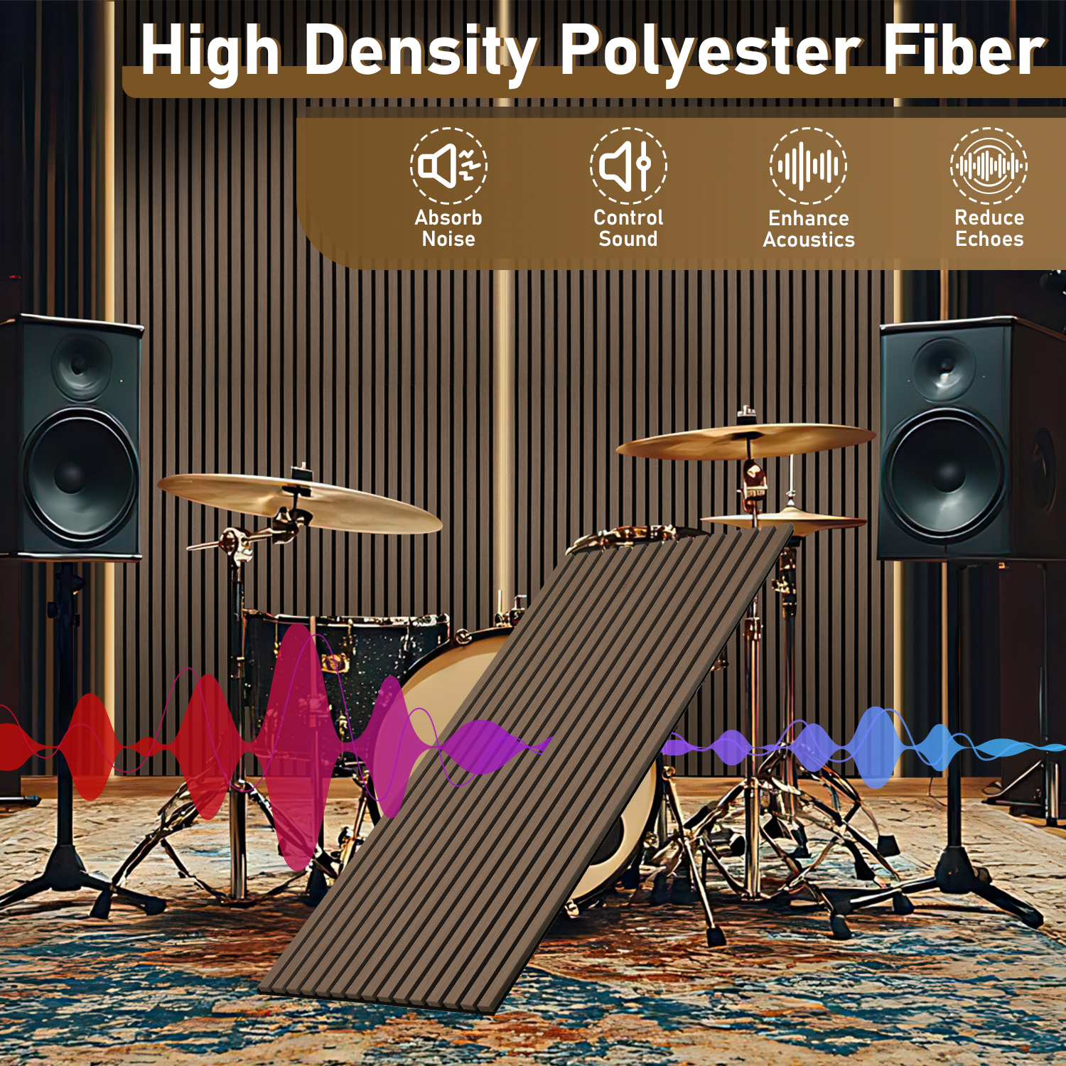 Lote de 2 Paneles Acústicos para Pared 120x60x2.1cm - Panel MDF Enchapado Nogal - 5