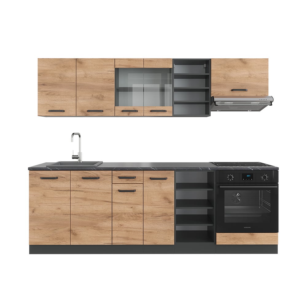 Vicco Zabudowa kuchenna R-Line, Złoty dąb power/antracyt, 240 cm , BP Antracyt