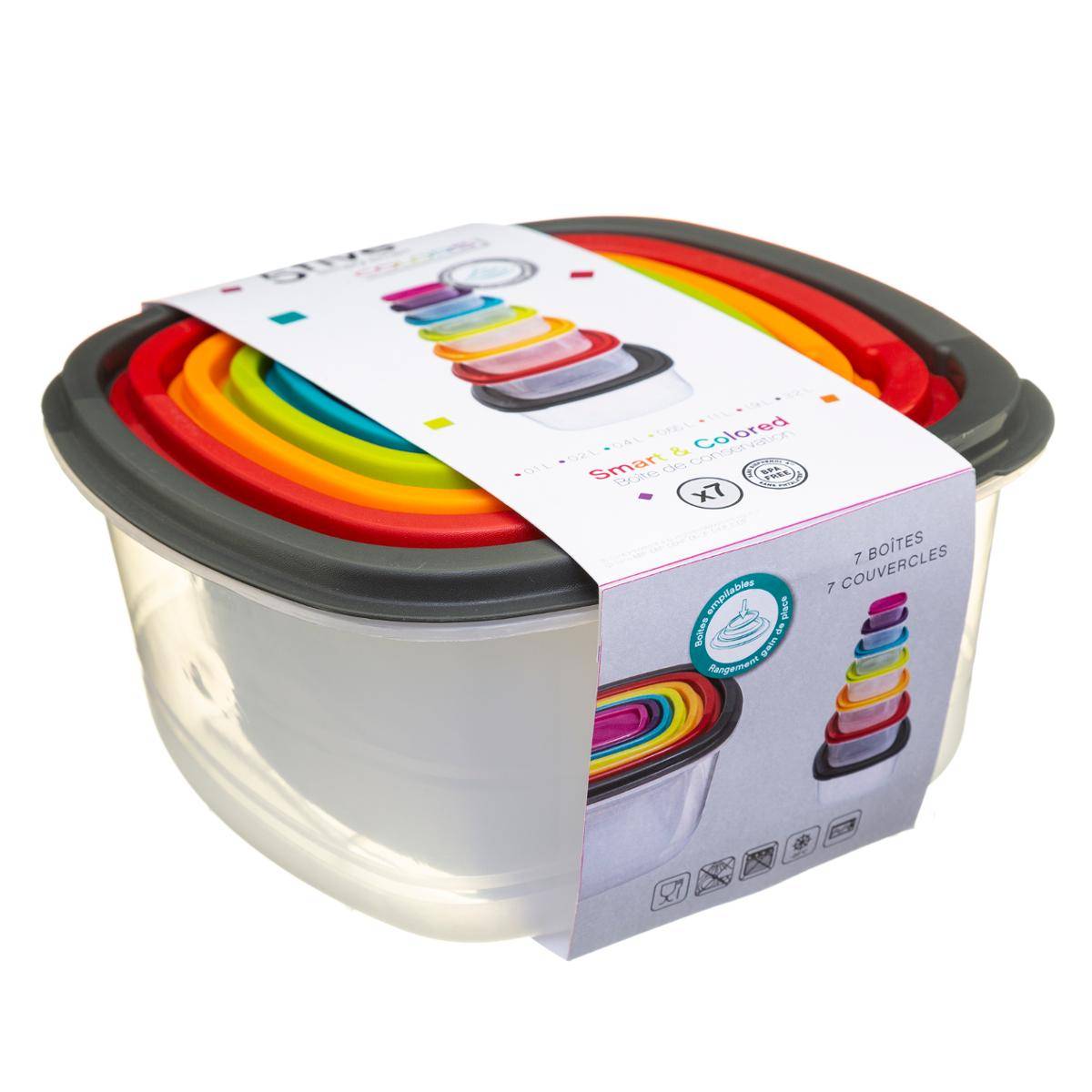 Zestaw 7 kwadratowych pojemników do przechowywania