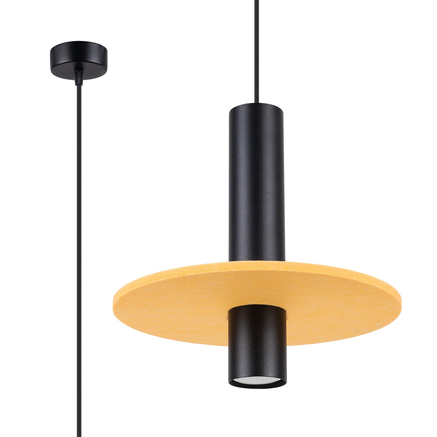 Lampa sufitowa filcowy krążek PELTA czarno-żółta 1xGU10x10W filc wym:126x30x30cm IP20 Sollux Lighting - 2