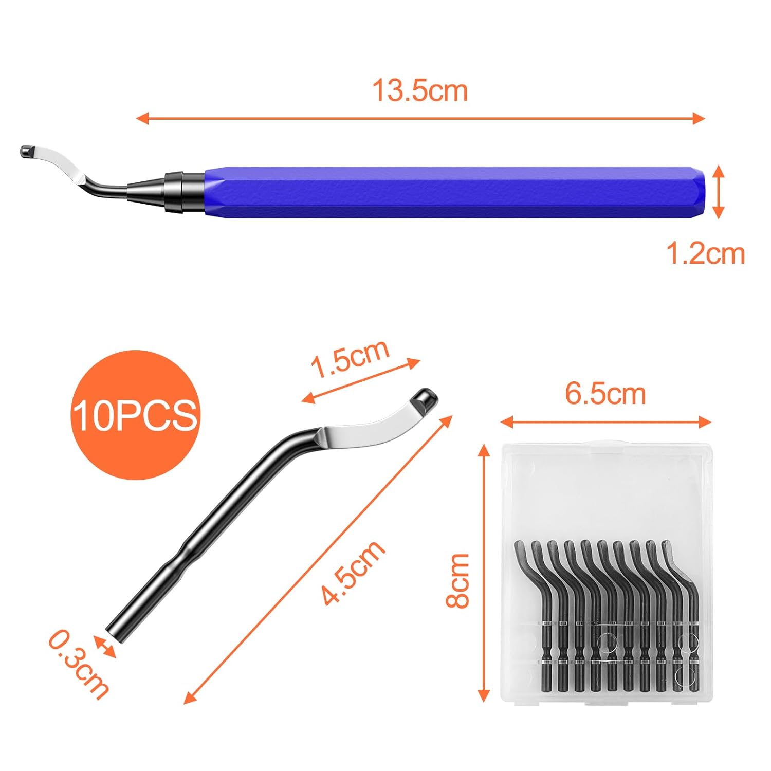 Outil d'Ébavurage Manuel, Ebavureur avec 10 BS1010 Lames de Rechange, Stylo Ebavureur, 360° Rotatif Deburr Burr Remover pour d'Impression 3D, Plastiqu - 2
