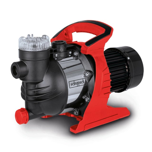 Scheppach Pompe de jardin GP1400JET – Pompe pour bassins – 1300W – Débit de pompage 6000 l/h – 4,8 bar – Jusqu’à 8 m de profondeur – Eau jusqu’à 35°C