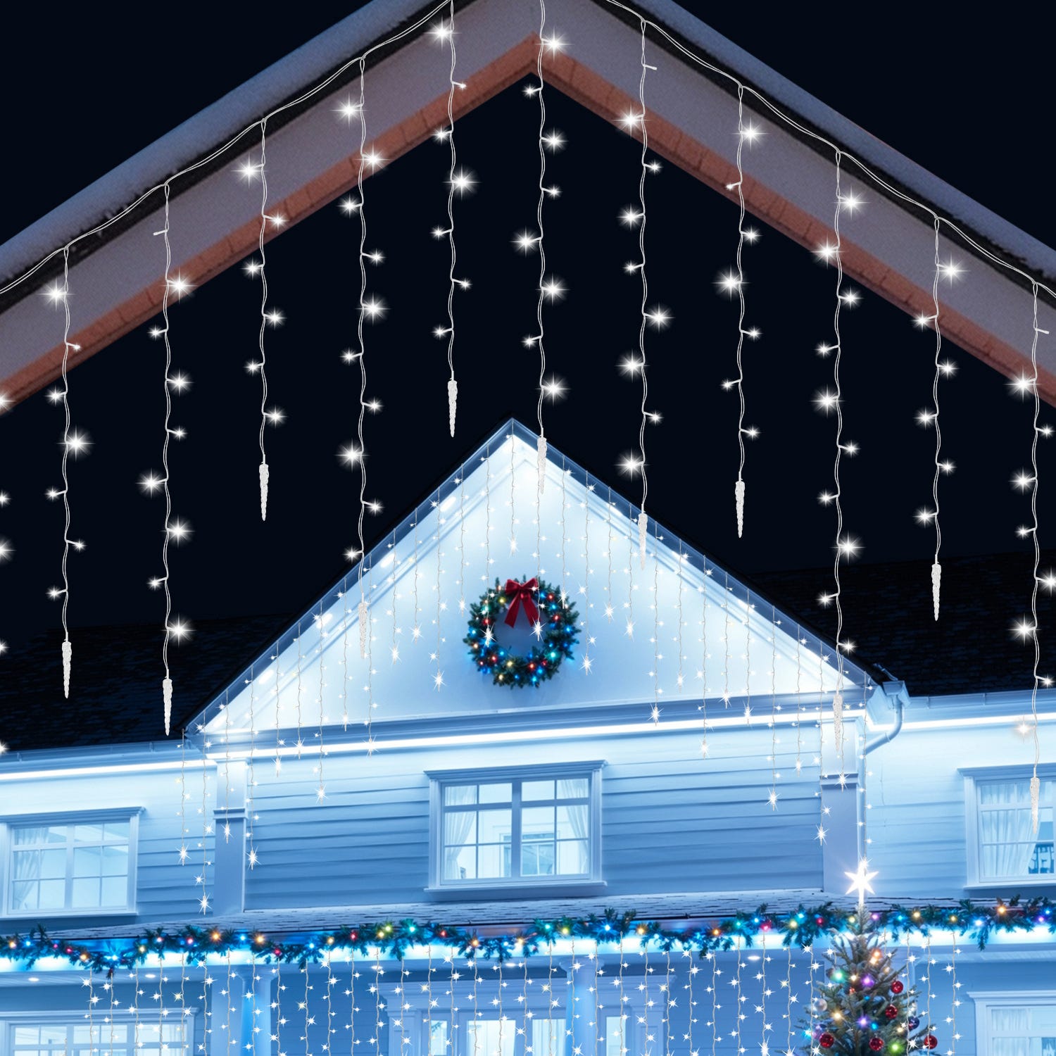 Guirlande Lumineuse Extérieur/intérieur, Guirlande Lumineuse Cascade 2M X 1M Alimenté par Piles Guirlande Lumineuse Extérieur/intérieur, Guirlande Lumineuse Cascade 2M X 1M Alimenté par Piles
