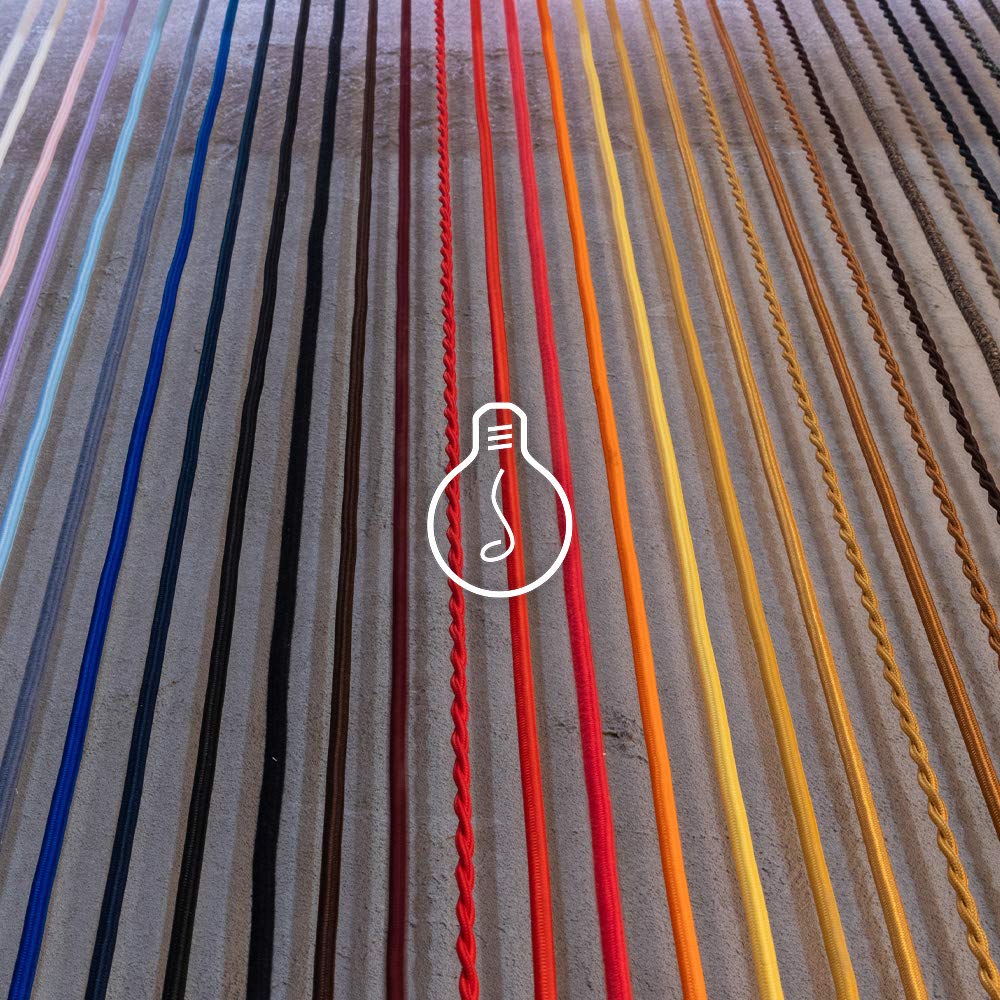 Amarcords - Cavo elettrico tessile colore FIENO, trecciato, juta, 5 metri, con messa a terra 3x0,75mm - Filo rivestito in tessuto colorato vintage per - 4